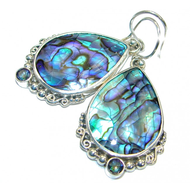 Genuine Rainbow Abalone .925 Sterling Silver handmade earrings