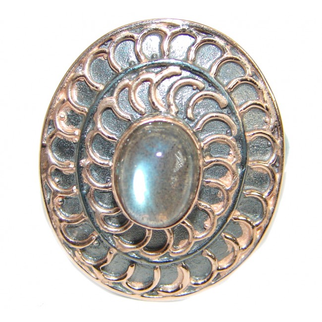 Vintage style Labradorite .925 Sterling Silver handmade ring size 7 adjustable