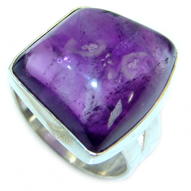 Vintage Style Amethyst .925 Sterling Silver handmade Cocktail Ring s. 8 1/4
