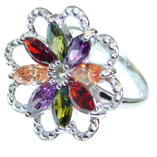 Magic Cubic Zirconia .925 Sterling Silver handmade Ring s. 6 1/4