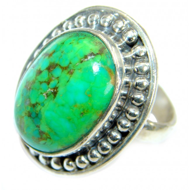 Green Turquoise .925 Sterling Silver handmade Ring s. 8 1/4