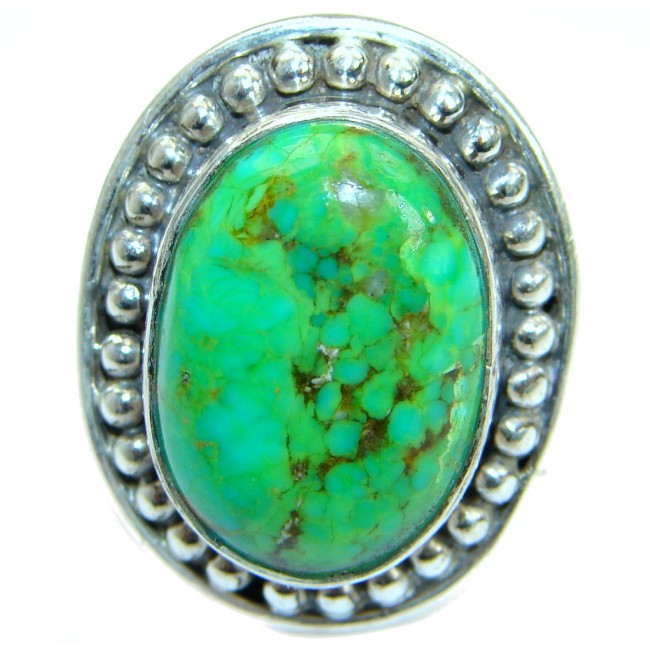 Green Turquoise .925 Sterling Silver handmade Ring s. 8 1/4