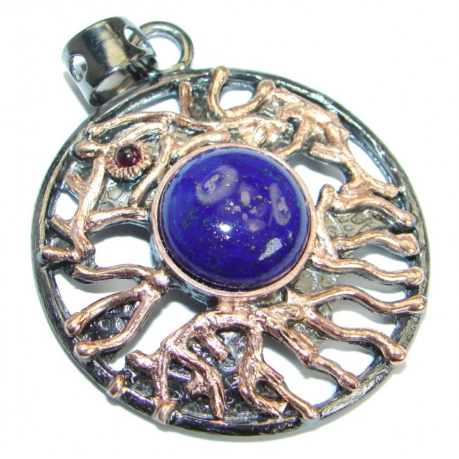Blue Moon Lapis Lazuli Rose gold over .925 Sterling Silver handmade earrings