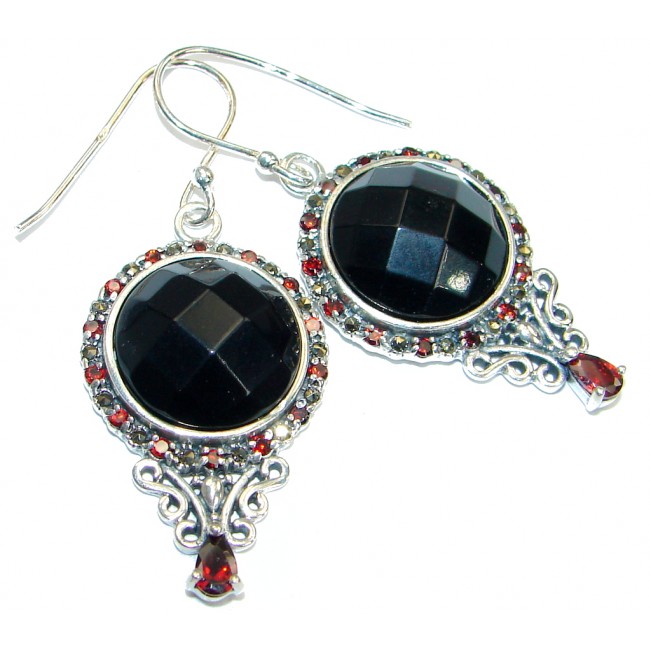 Just Perfect Black Onyx & Garnet Sterling Silver earrings