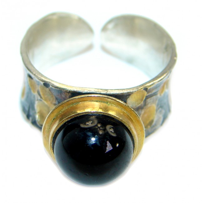 Majestic Authentic Onyx .925 Sterling Silver handmade Ring s. 6 adjustable