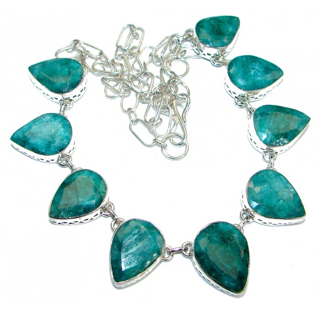 Green Emerald .925 Silver hancrafted necklace