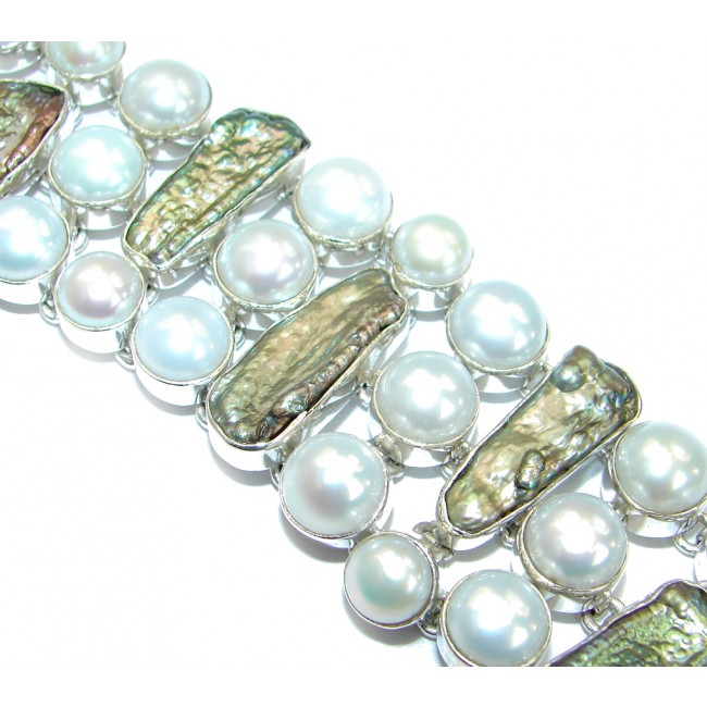 Wild Ocean Fresh Water Pearl .925 Sterling Silver handcrafted Bracelet