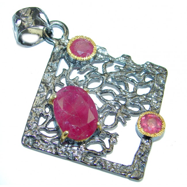 Genuine Ruby .925 Sterling Silver handmade pendant