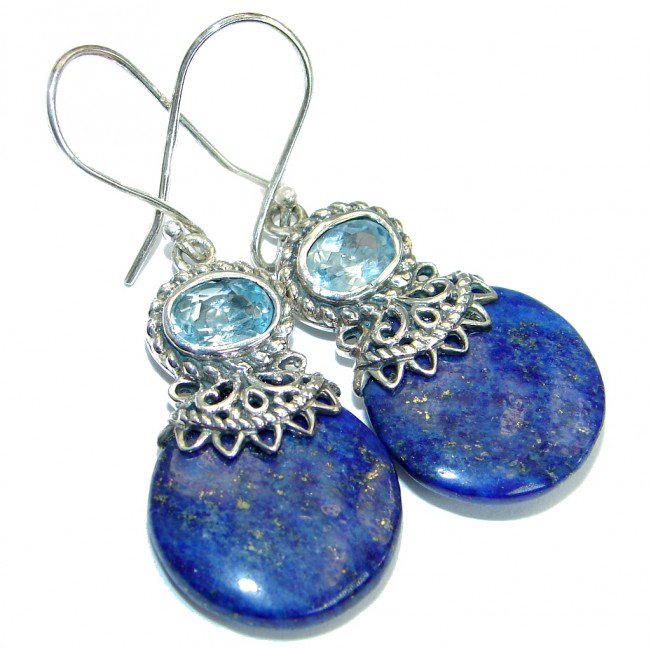 Handcrafted Genuine Lapis Lazuli Sterling Silver handmade earrings
