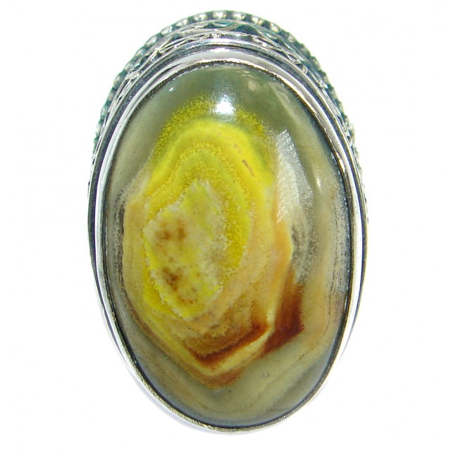 Large Beauty Yellow Bumble Bee Jasper Sterling Silver ring s. 9