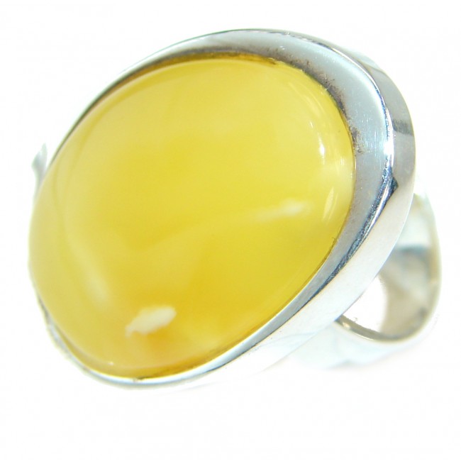 Genuine Butterscotch Baltic Polish Amber .925 Sterling Silver handmade Ring size 8 adjustable