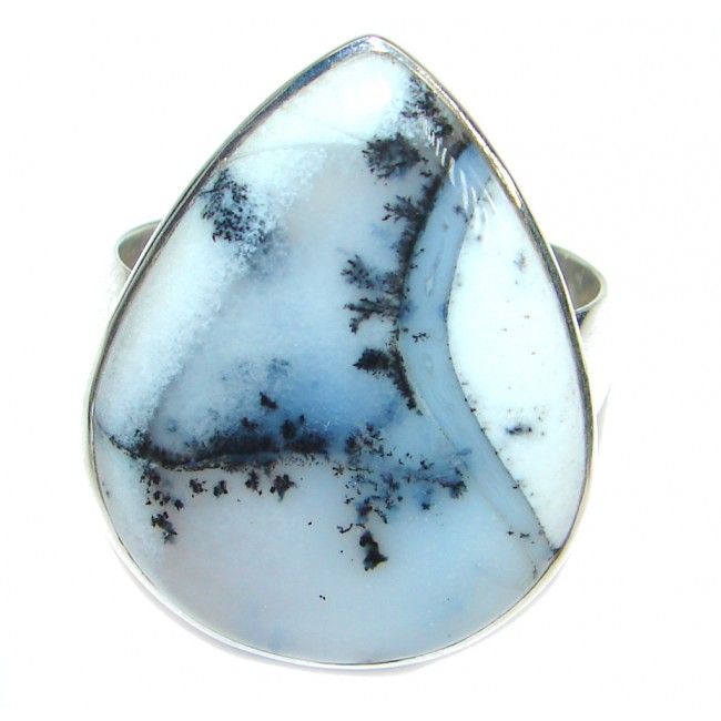 Great Dendritic Agate .925 Sterling Silver hancrafted Ring s. 10