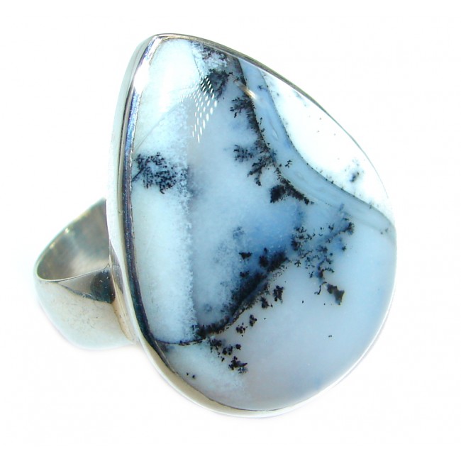 Great Dendritic Agate .925 Sterling Silver hancrafted Ring s. 10