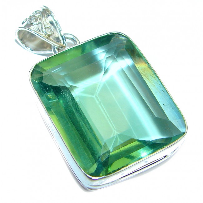 Green Glass .925 Sterling Silver handmade Pendant