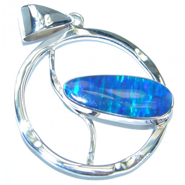 Japanese Fire Opal Hammered .925 Sterling Silver handmade Pendant