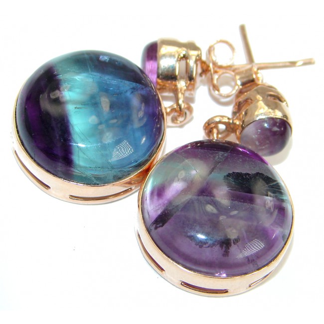 Genuine Purple Fluorite 18 ct. Rose Gold Plated over .925 Sterling Silver stud earrings