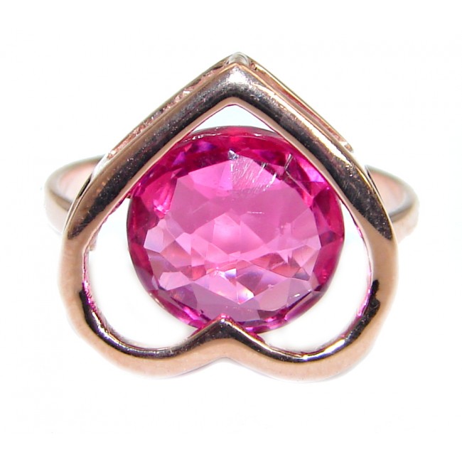 Exotic Pink topaz Rose Gold over .925 Silver Ring s. 6