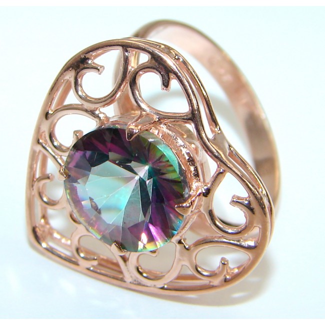 Exotic Pink Topaz Rose Gold over .925 Silver Ring s. 7