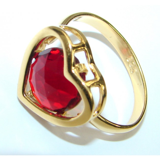 Exotic Red Topaz 14K Gold over .925 Silver Ring s. 8