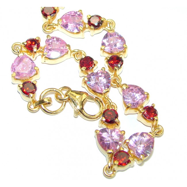 Chic Pink Topaz 14K Gold over .925 Sterling Silver handmade Bracelet