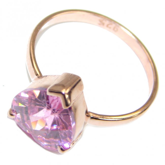 Classy Pink Topaz 14K Gold over .925 Silver Ring s. 7