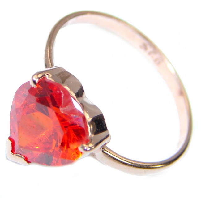 Classy Red Topaz 14K Gold over .925 Silver Ring s. 7