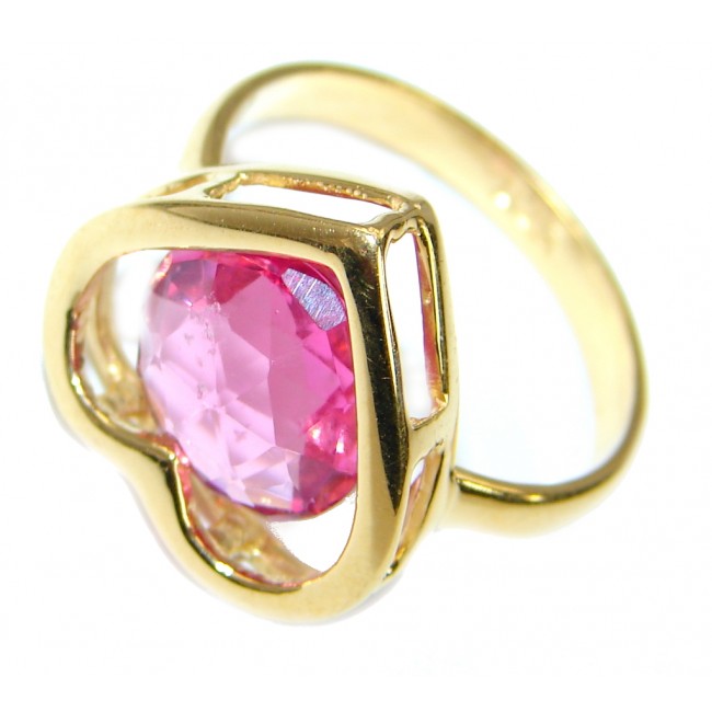 Exotic Pink Topaz 14 K Gold over .925 Silver handcrafted Ring s. 6