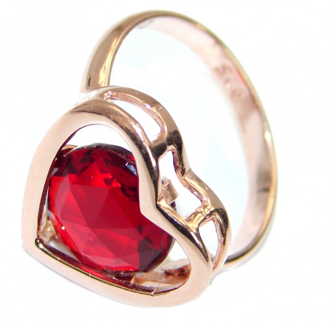 Exotic Red topaz Rose Gold over .925 Silver handcrafted Ring s. 7 1/4