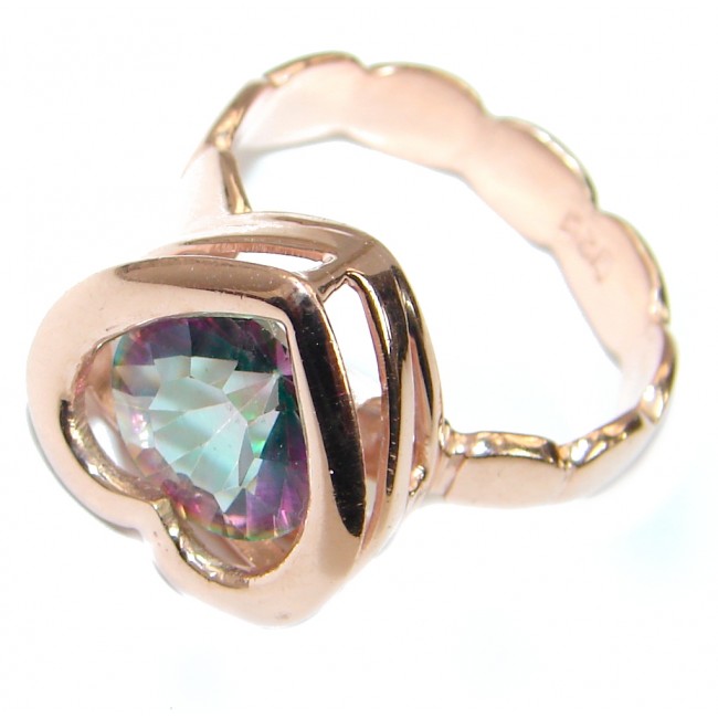 Magic Topaz Rose Gold over .925 Silver handcrafted Ring s. 7 adjustable