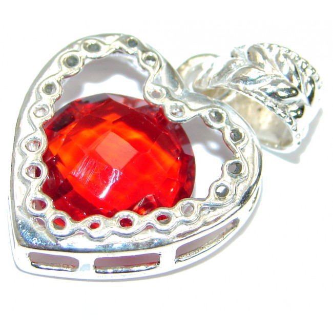 Perfect Red Topaz .925 Sterling Silver handcrafted Pendant