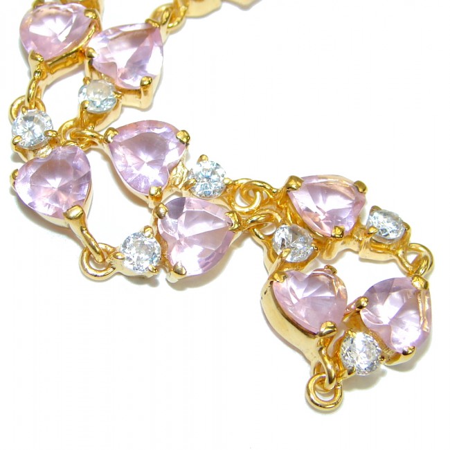 Chic Pink Topaz 14K Gold over .925 Sterling Silver handmade Bracelet