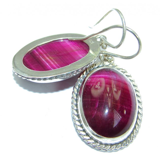 Stylish Pink Fire Moonstone .925 Sterling Silver handmade earrings