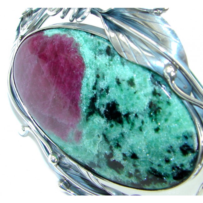 Beauty of Nature Ruby in Zoisite handmade .925 Sterling Silver Bracelet / Cuff
