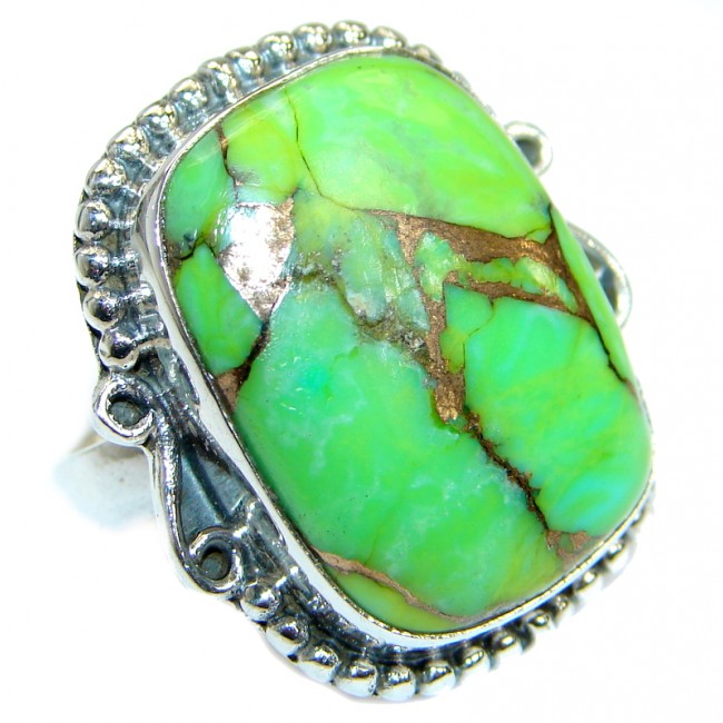 Green Turquoise .925 Sterling Silver handmade Ring s. 6