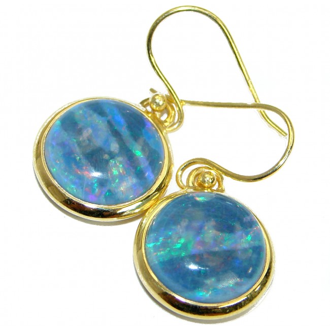 Luxury Japanese Fire Opal 14K gold over .925 Sterling Silver handmade earrings