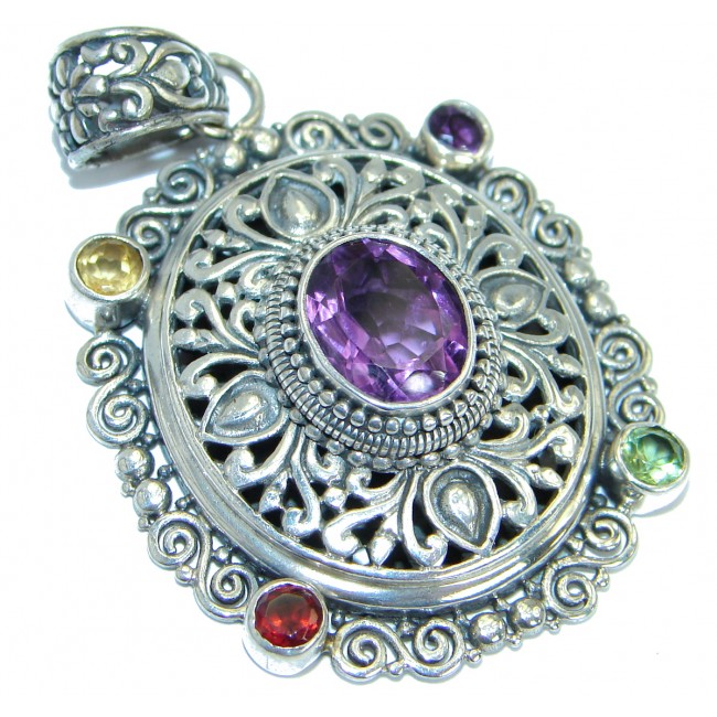 Rich Design Purple Amethyst .925 Sterling Silver handcrafted Pendant