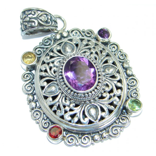Rich Design Purple Amethyst .925 Sterling Silver handcrafted Pendant