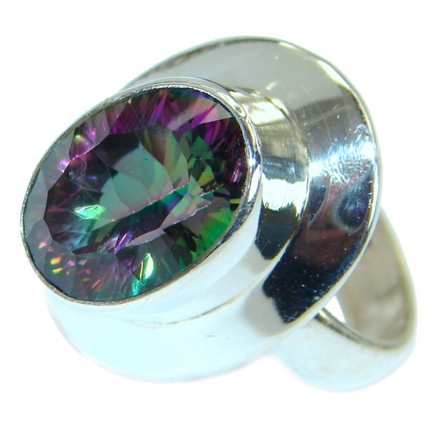 Bold Exotic Magic Topaz .925 Sterling Silver handmade Ring s. 7 1/2