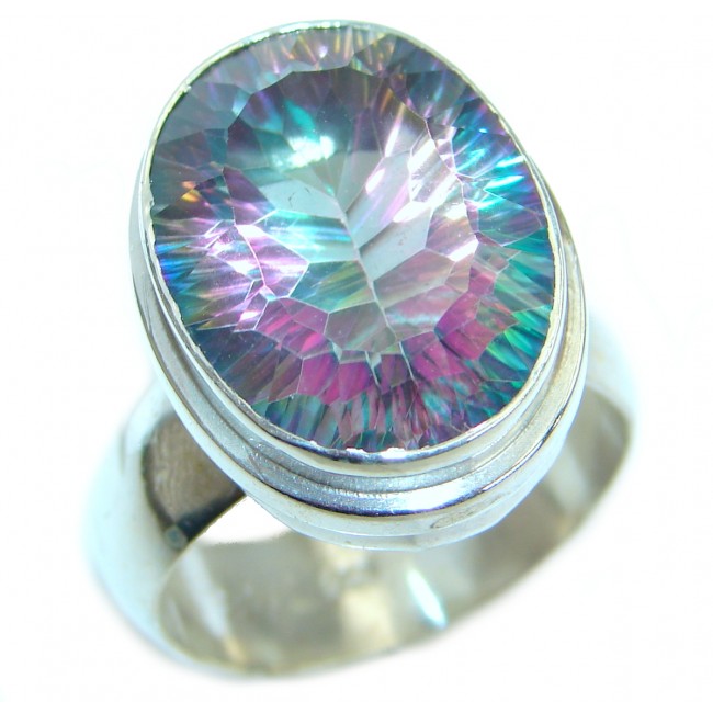 Bold Exotic Magic Topaz .925 Sterling Silver handmade Ring s. 10 1/4