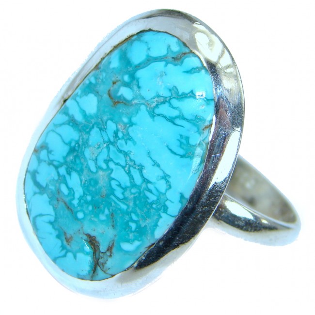 Genuine Turquoise .925 Sterling Silver handmade Ring s. 10 1/2