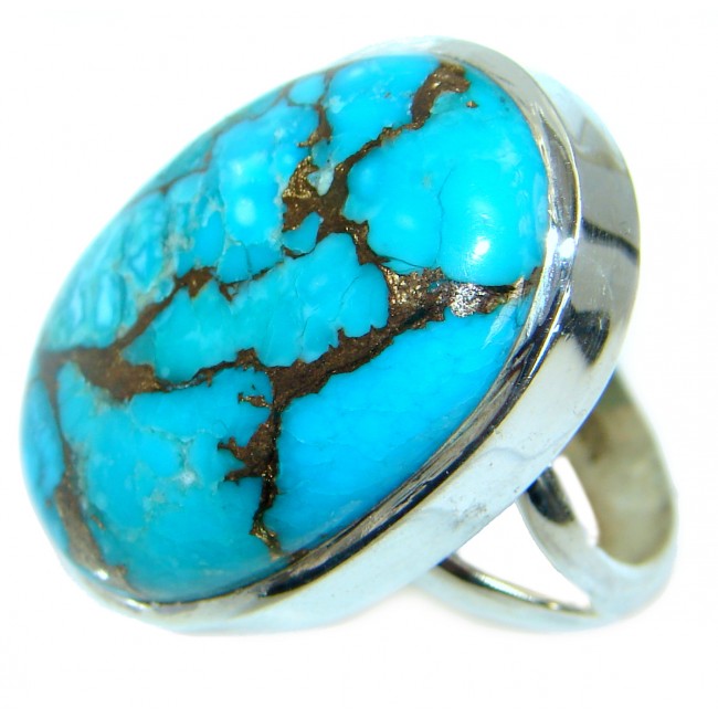 Copper Purple Turquoise .925 Sterling Silver handmade Ring s. 5 3/4