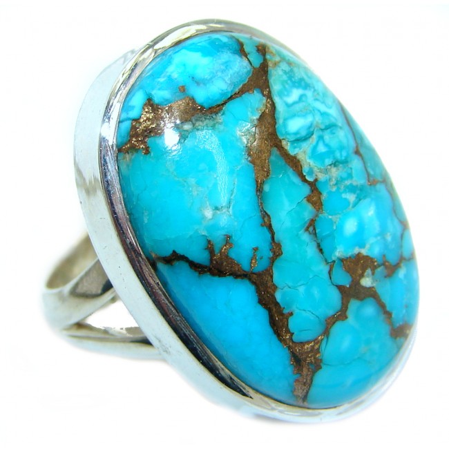 Copper Purple Turquoise .925 Sterling Silver handmade Ring s. 5 3/4