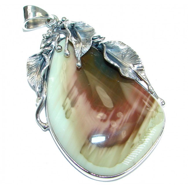 Huge Exclusive Imperial Jasper oxidized .925 Sterling Silver handcrafted Pendant