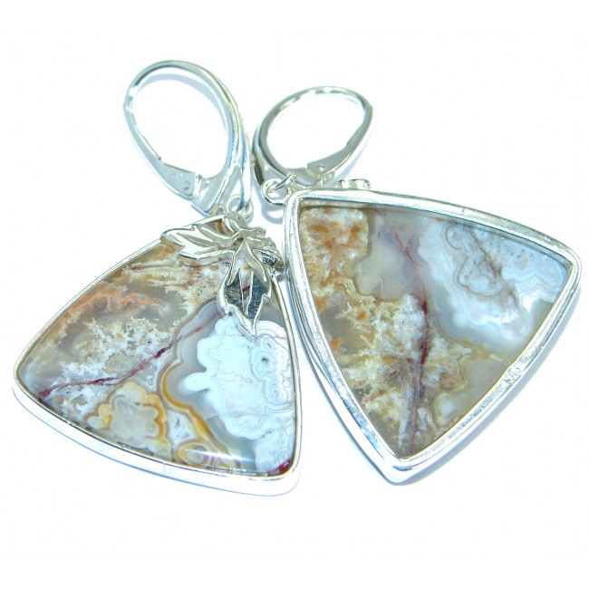 Exclusive Crazy Lace Agate .925 Sterling Silver handcrafted earrings