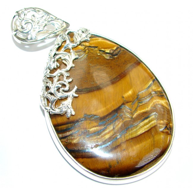 Incredible quality Golden Tigers Eye .925 Sterling Silver handmade Pendant