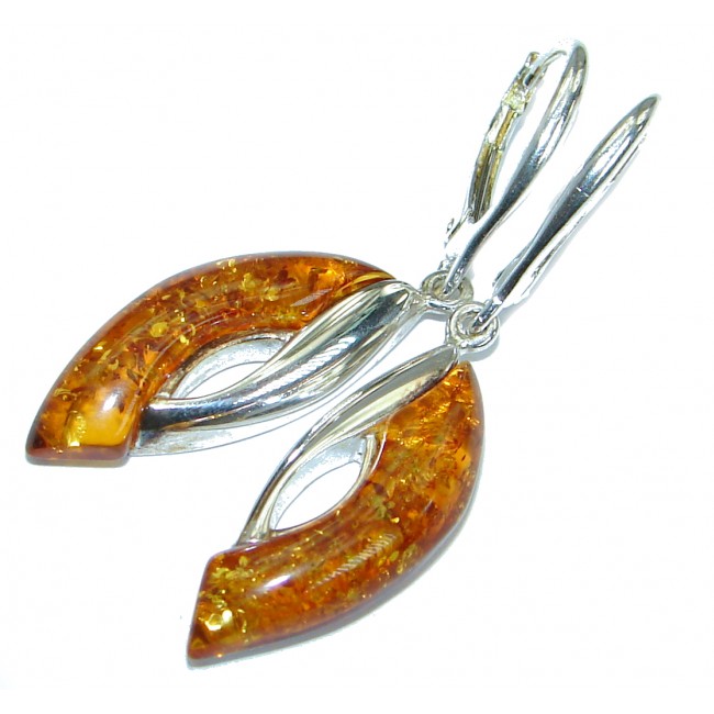Genuine Baltic Amber .925 Sterling Silver handmade Earrings