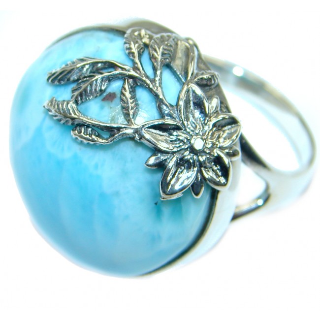 Pure Perfection Genuine Larimar .925 Sterling Silver handcrafted Ring s. 9
