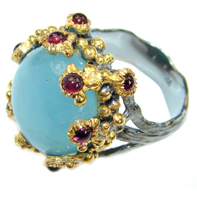 Passiom Fruit Natural 18.5 ct. Aquamarine Gold Plated over Sterling Silver Ring s. 7