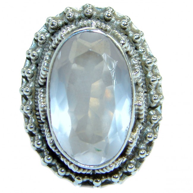 Rose Quartz .925 Sterling Silver ring s. 6