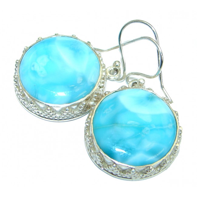 Caribbean Beauty Blue Larimar .925 Sterling Silver handcrafted earrings